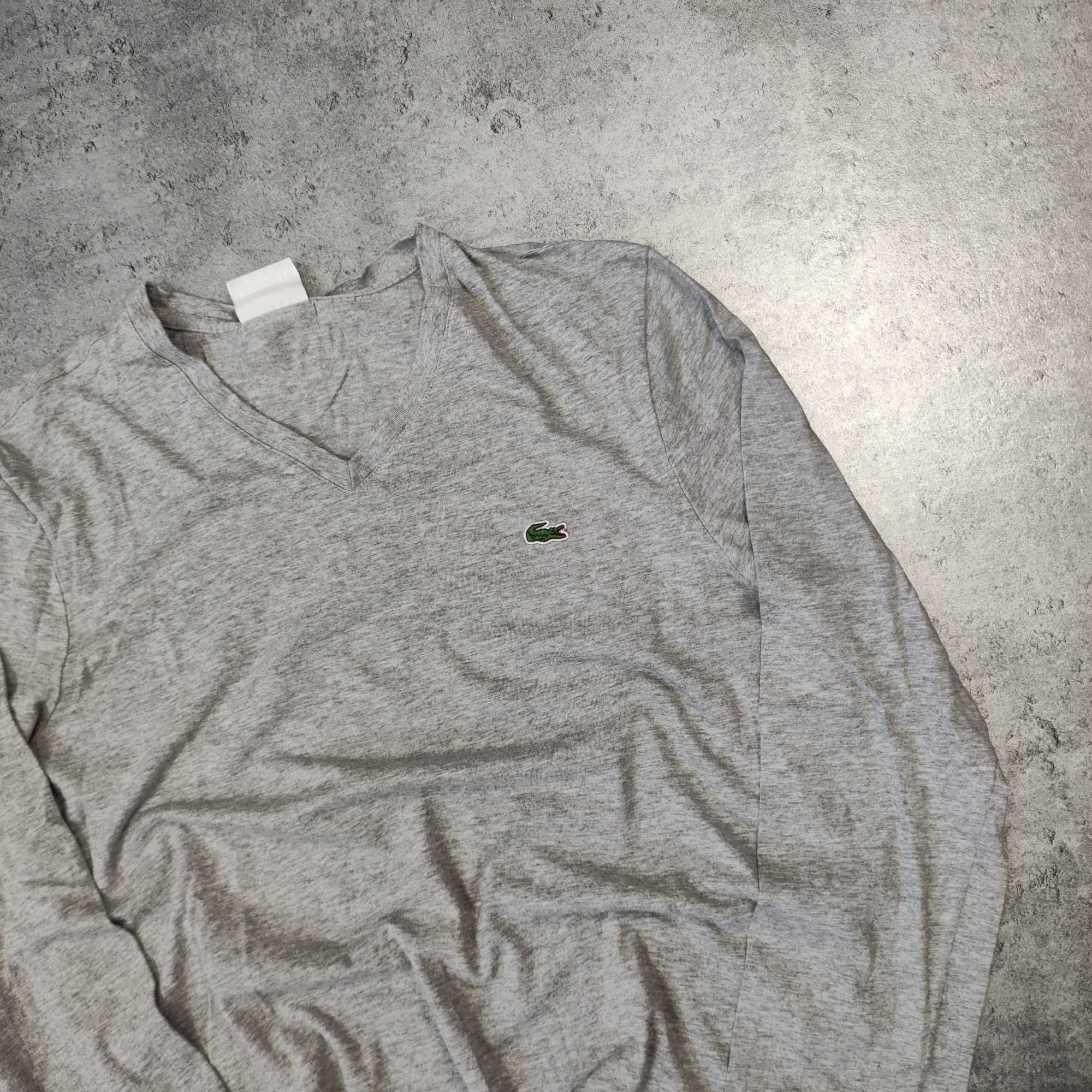 MĘSKA Koszulka Elegancka Kołnierzyk V Bawełna Lekka Bluzka Lacoste