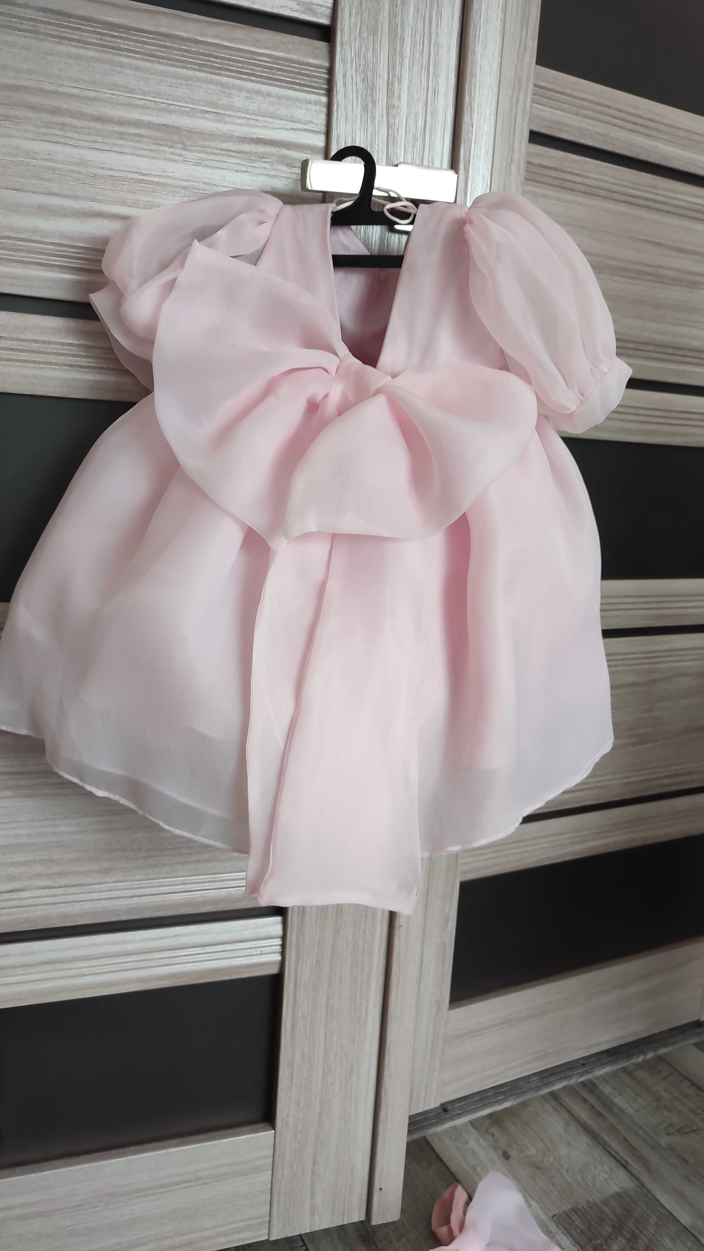 Плаття на рочок,сукня,святкове плаття,ніжне рожеве 80 розмір