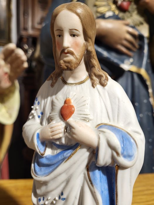 Stara porcelanowa figurka Pan Jezus Najświętsze Serce