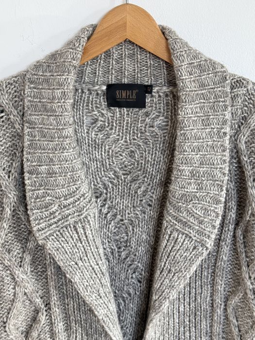 Kardigan Simple sweter wełna alpaki wełniany 42 alpaka szary