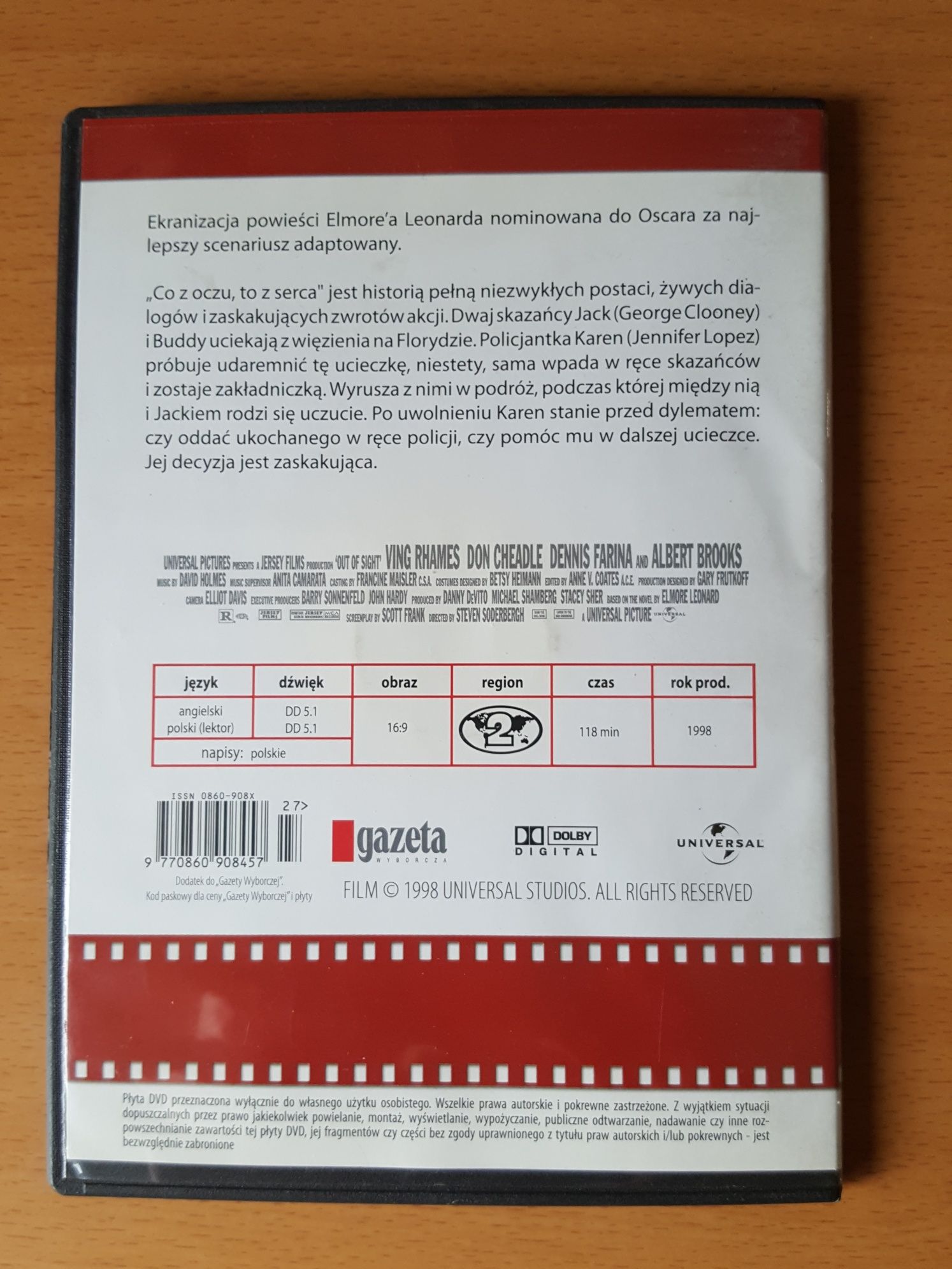 Film DVD "CO Z OCZU, TO Z SERCA", George Clooney i Jennifer Lopez