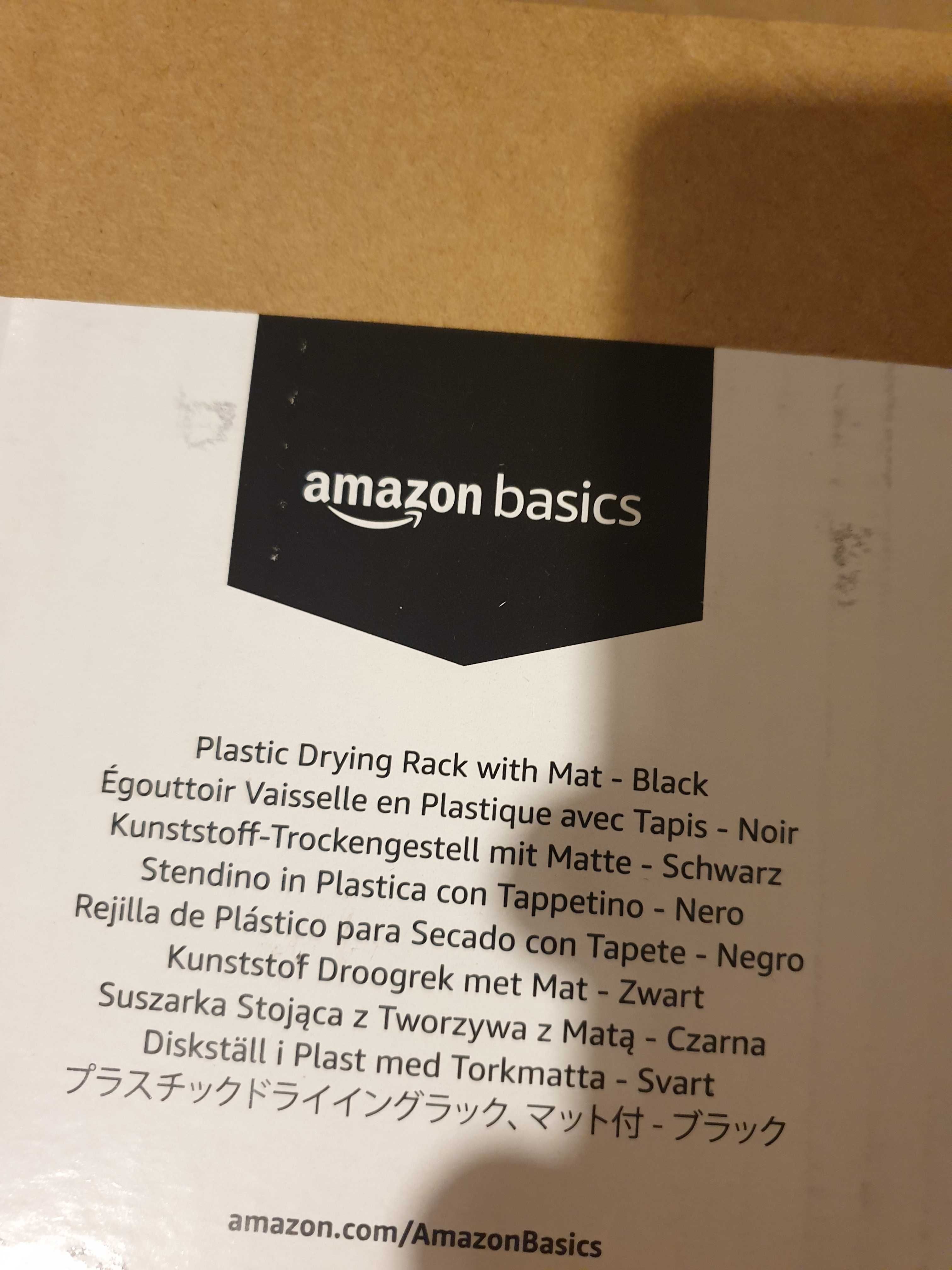 Amazon Basics – Plastikowa suszarka do naczyń z matą, czarna 41x46cm