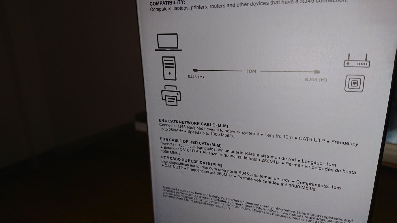 Cabo de rede rj45 cat 6 cinzento 10 metros
