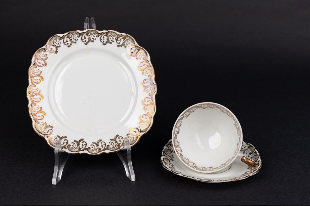 Schwarzenhammer trio komplet śniadaniowy porcelana filiżanka