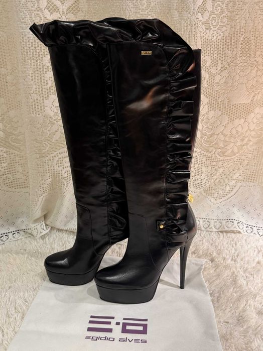 Botas de luxo em pele genuína Tamanho 37