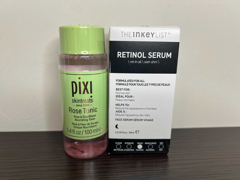 PIXI Collagen Tonik 100ml + INKEY LIST Serum z retinolem 30ml travel