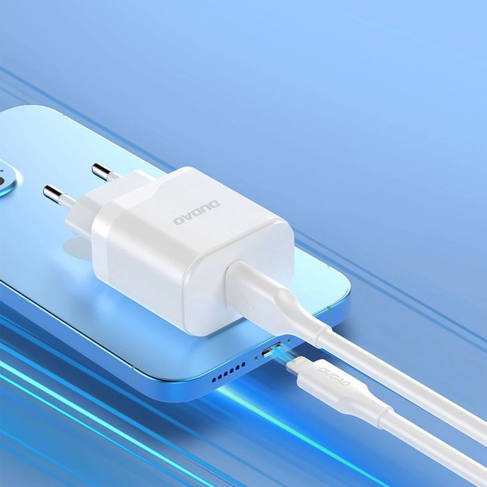 Ładowarka sieciowa Dudao USB-A 18W - biała + kabel USB - Lightning