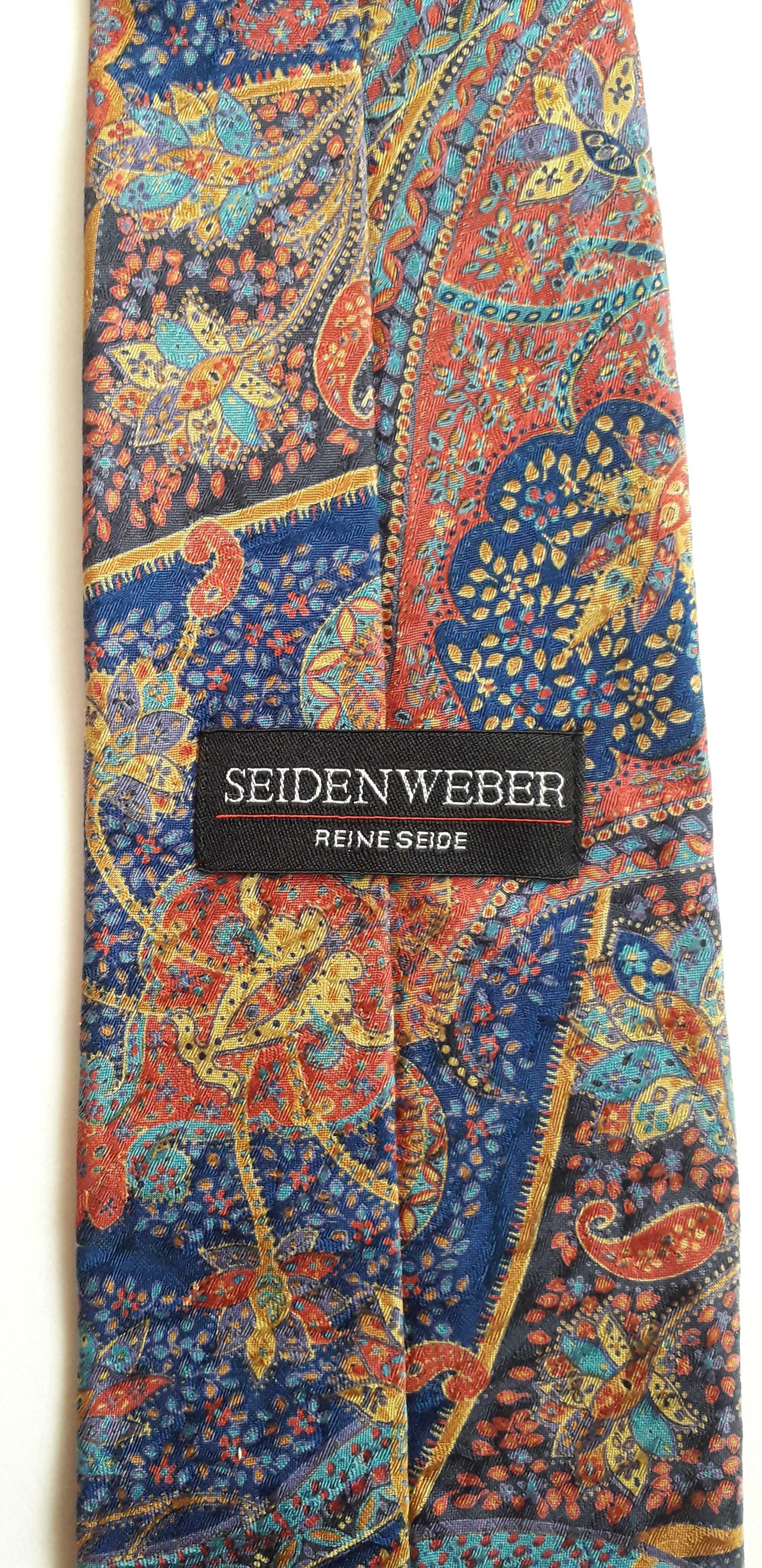 Męski kolorowy krawat Seidenweber z prawdziwego jedwabiu Vintage Art
