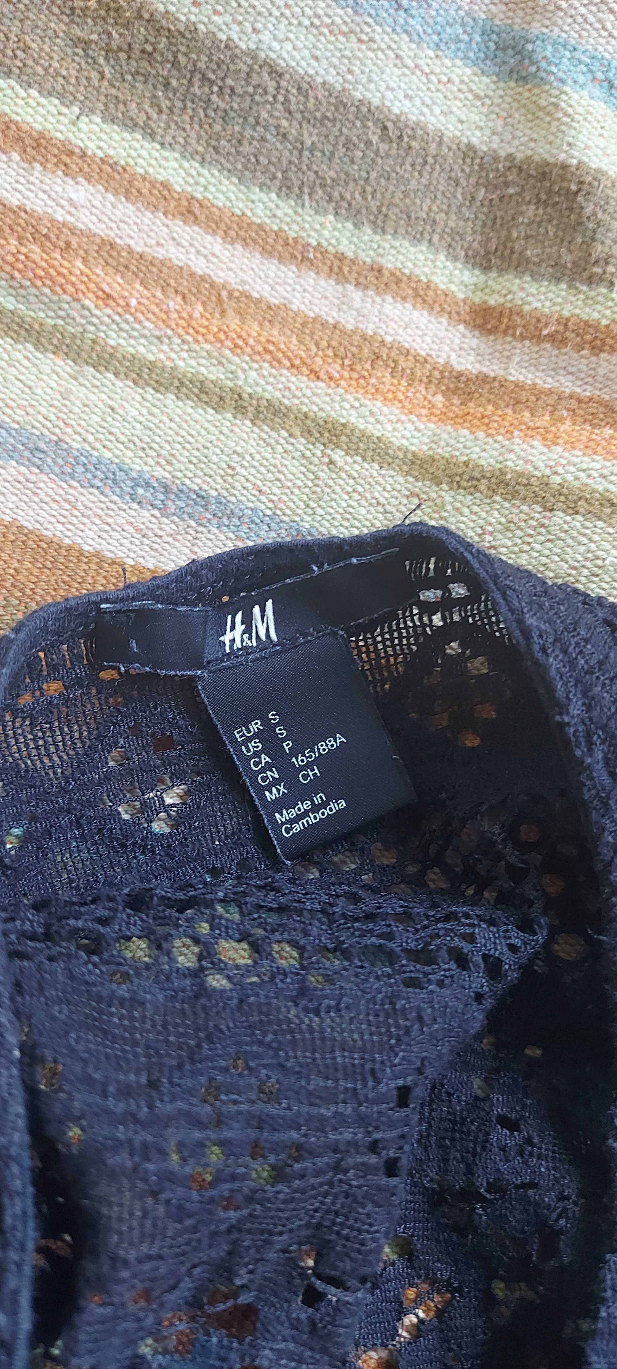 Letnia sukienka H&M S/M wiązana ozdobny dekolt gruba koronka