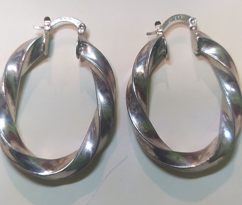 Stare Srebrne Zakrencane Kolczyki 925