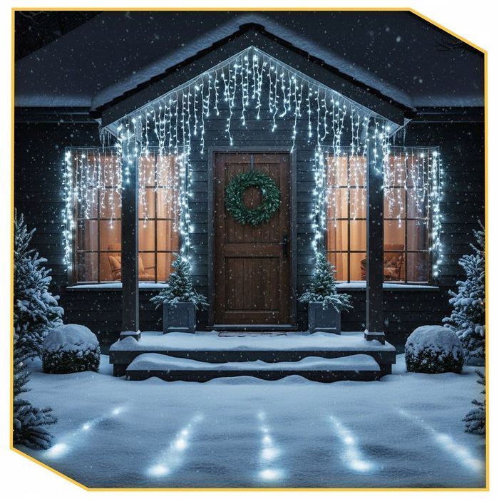 sople 100 led zimna biel +flash na dach lampka choinkowa zewnętrzna