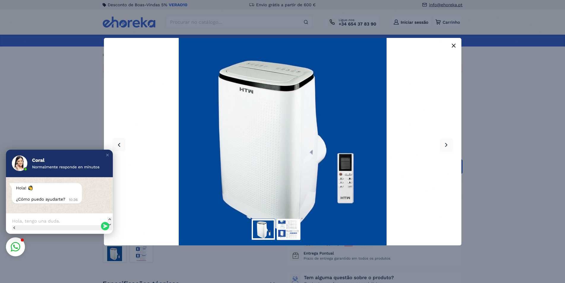 Ar Condicionado Portátil HTW-PB-041P31 (24 m² - 12000 BTU - Branco)