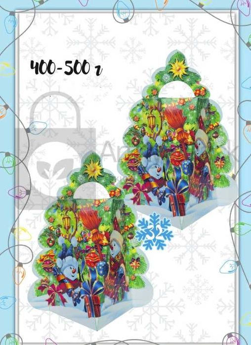 Новорічна картонна коробка для цукерок Новогодняя упаковка для конфет