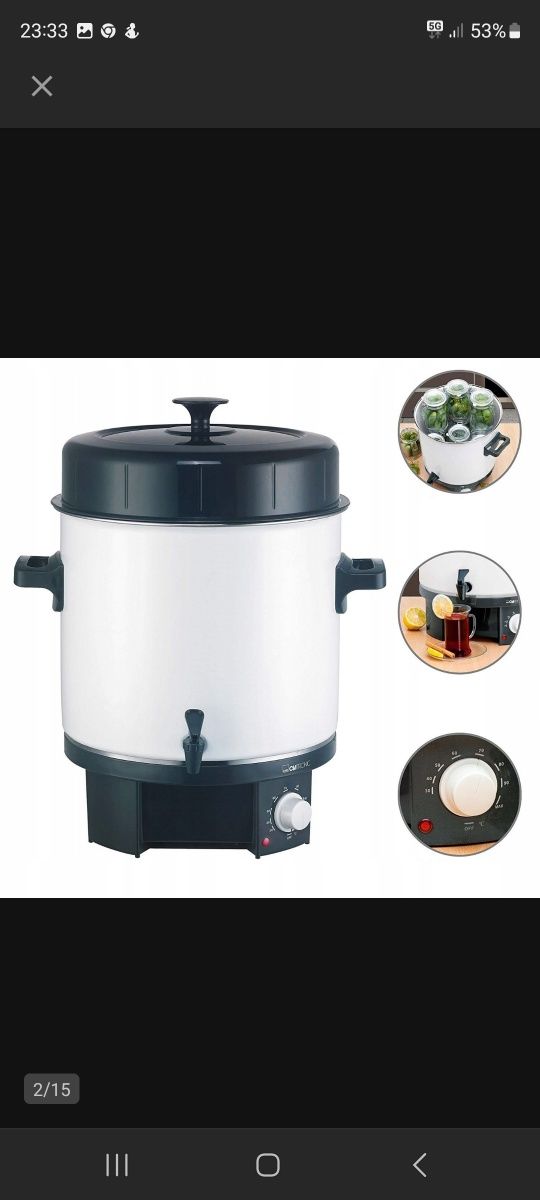 Garnek do pasteryzacji Clatronic EKA 3338 biały