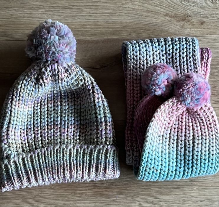 Zimowa gruba czapka i szalik dziewczynka nowe