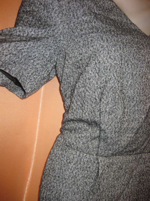 шерсть35% тепла приталена офісна сіра сукня плаття великий розмір