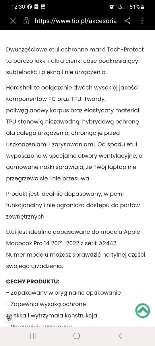 Etui do MacBook PRO 14 Tech Protec