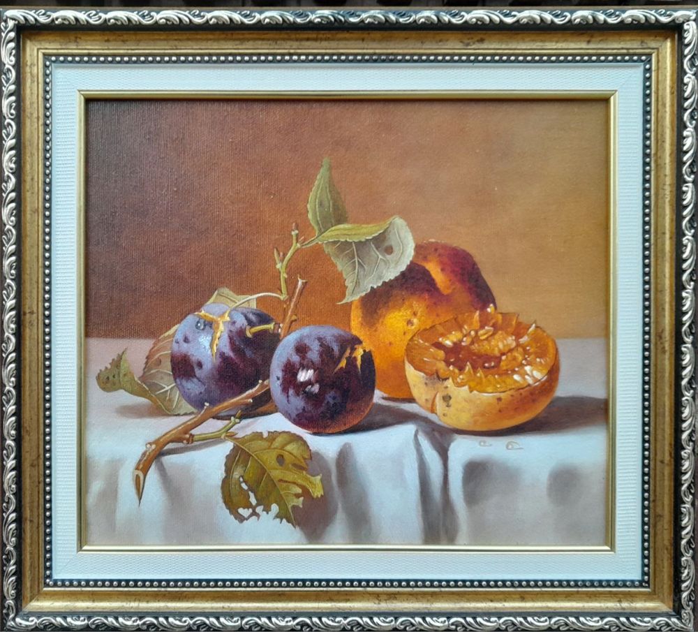 Картина авторская «Сливы и персики»