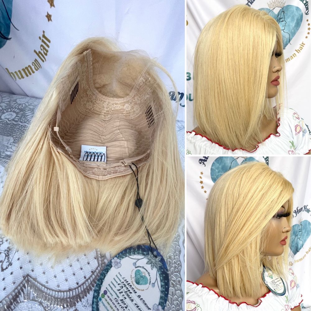 Натуральный парик славянский детский волос блонд каре имитация кожи