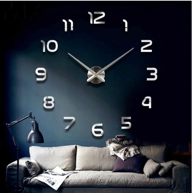 Настінний 3D годинник 120 см сірі ZH002