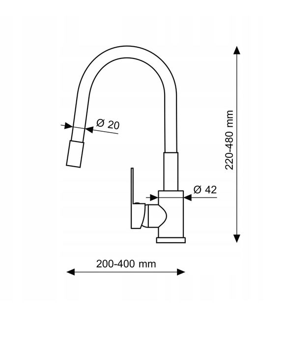 Bateria kuchenna czarna elastyczna wylewka kran czarny giętka