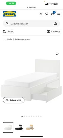 Łóżko Ikea MALM 90x200 plus pojemniki