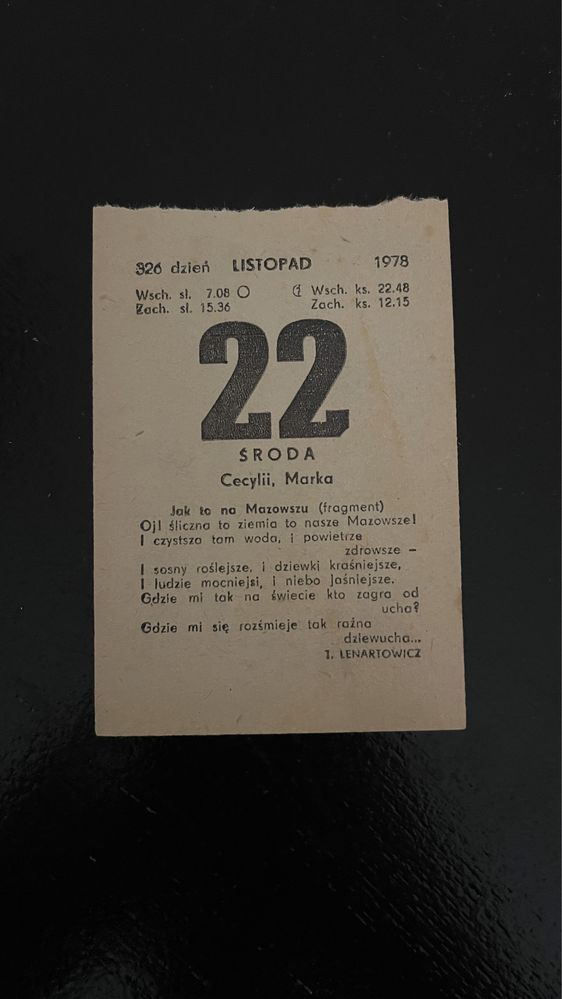 Kartka z kalendarza 22 listopada 1978