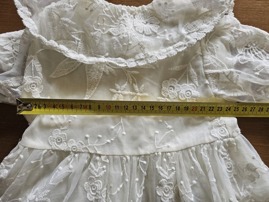 Sukienka sukieneczka chrzciny z kołnierzem biała haft wyjściowa rozm.