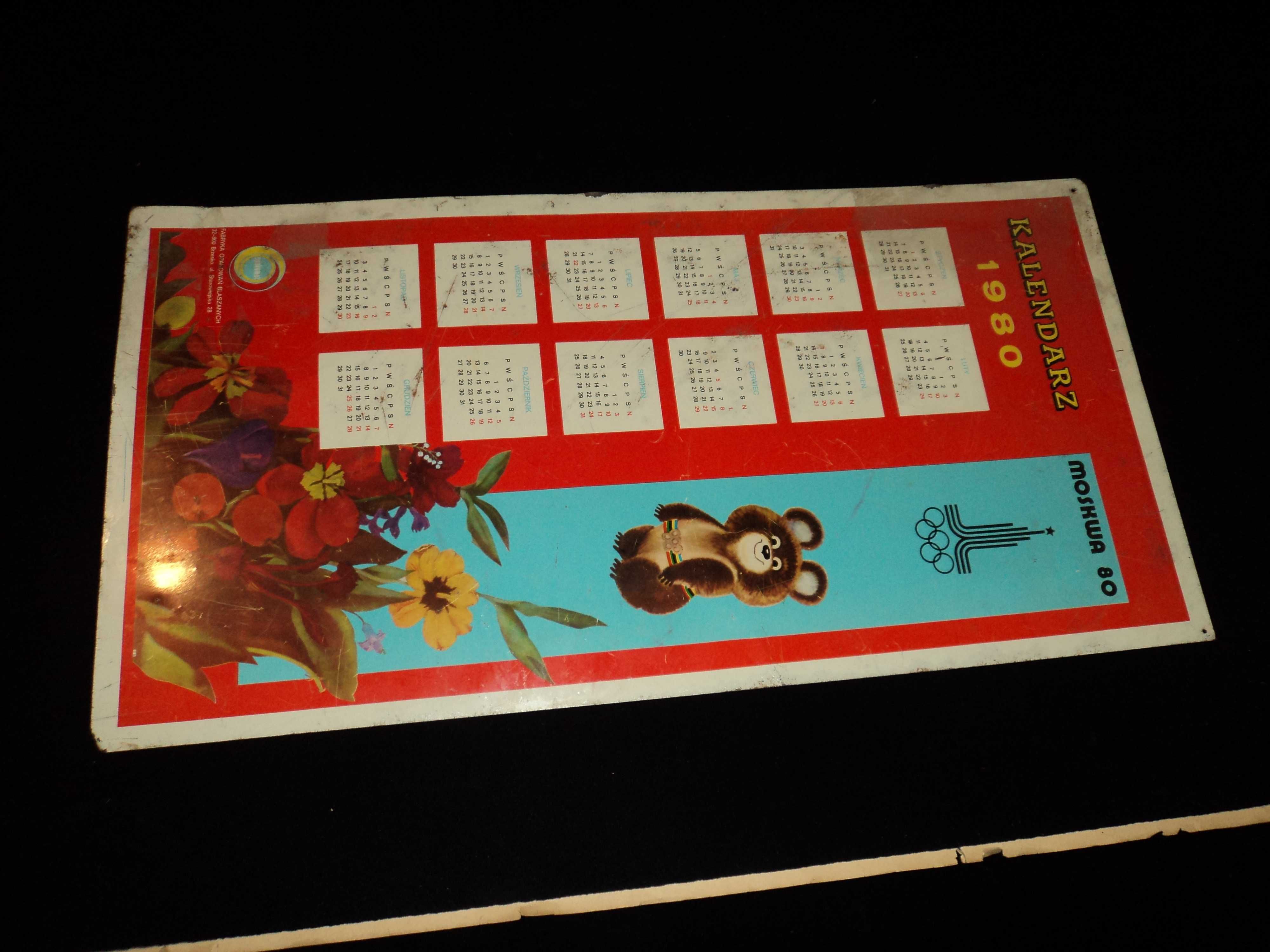 Oryginalny blaszany kalendarz Moskwa 80