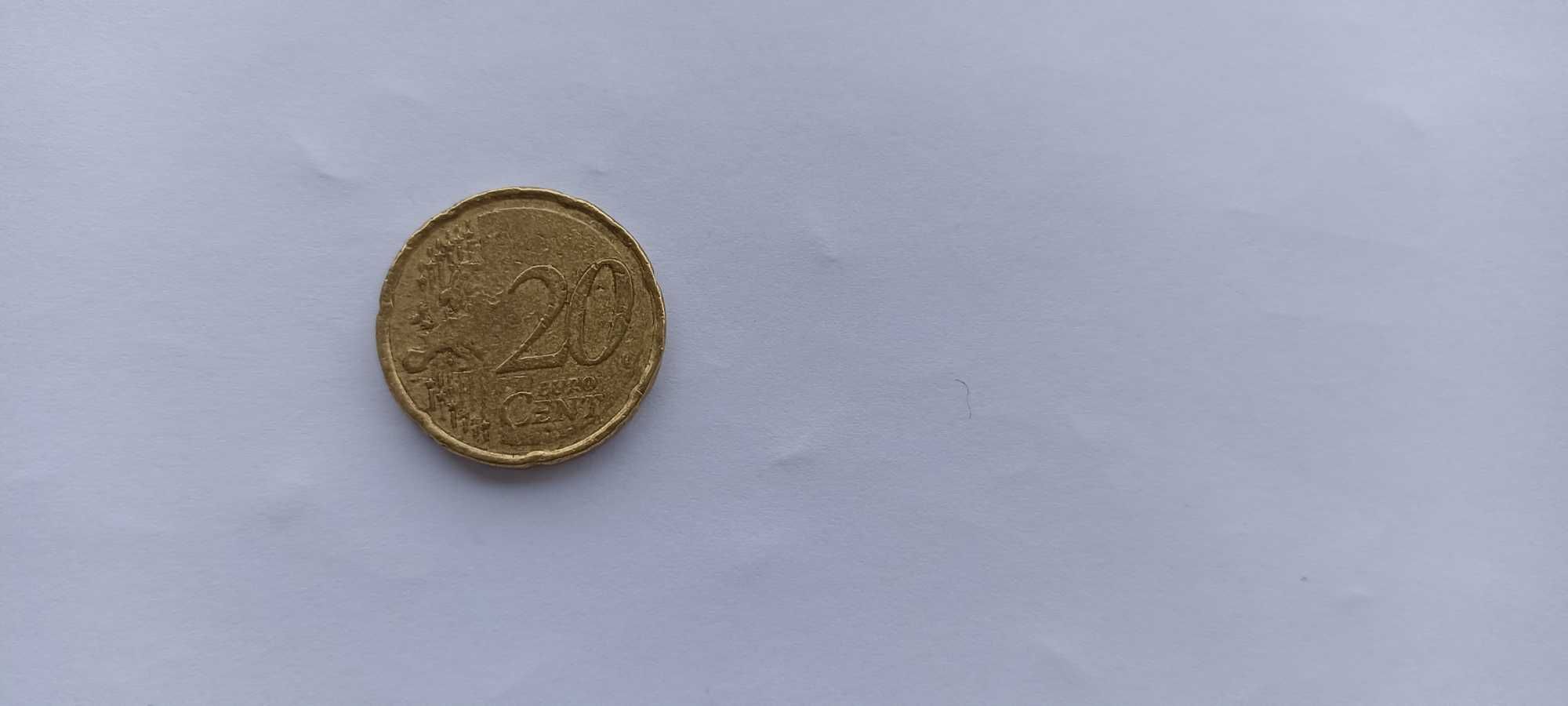 Moeda  20 cêntimos da  Alemanha - Letra F Ano 2007 com defeito