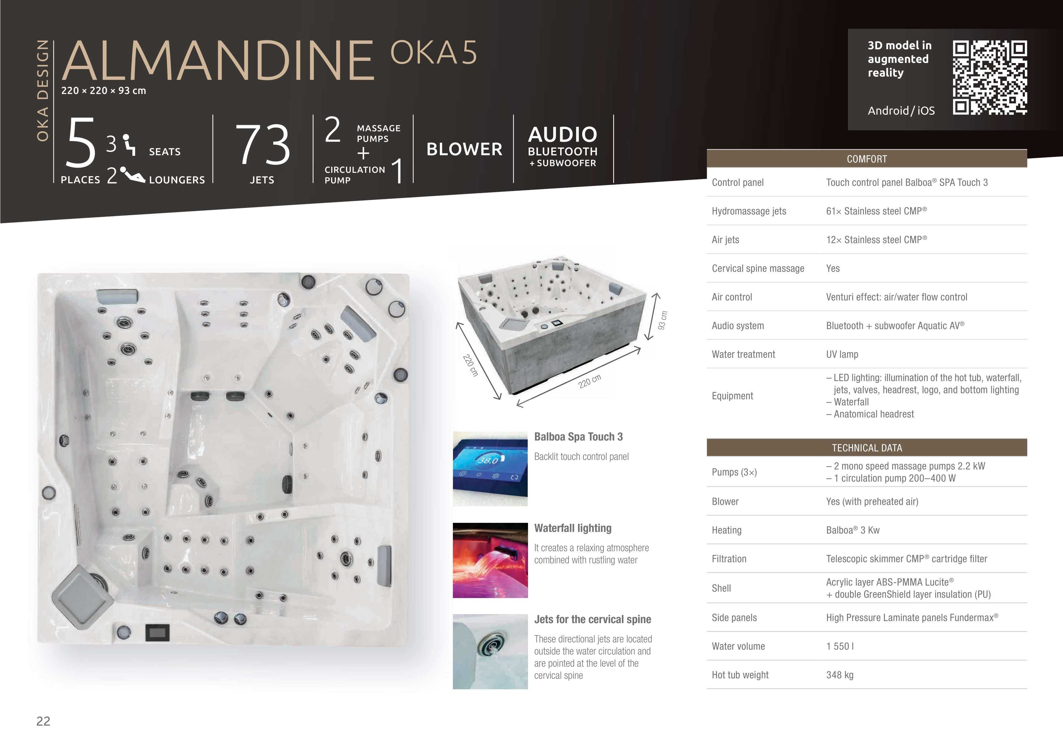 Wanna jacuzzi  OKA 5 ALMANDINE   Hanscraft .220 x 220 x 93 cm