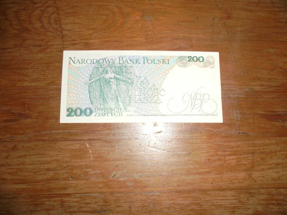 banknot Polski 200 zł 1986 seria CW nr 07770x7 stan bankowy UNC [b499]