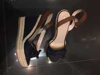 Nowe Granatowe Koturny , letnie Buty