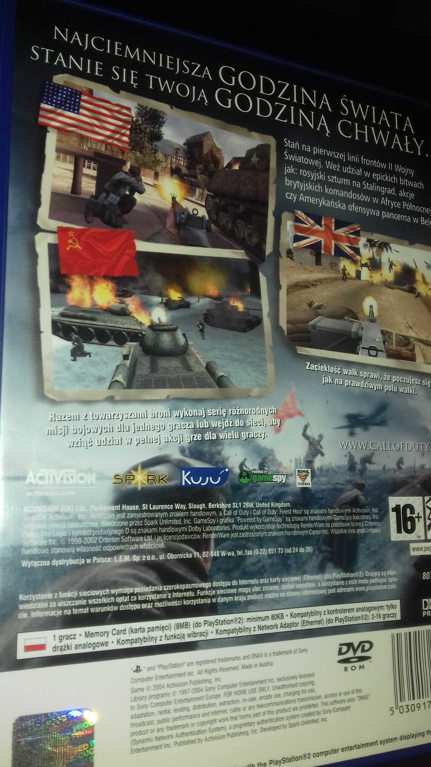 Call of duty ps2, finest hour ps2, sklep tychy, wymiana