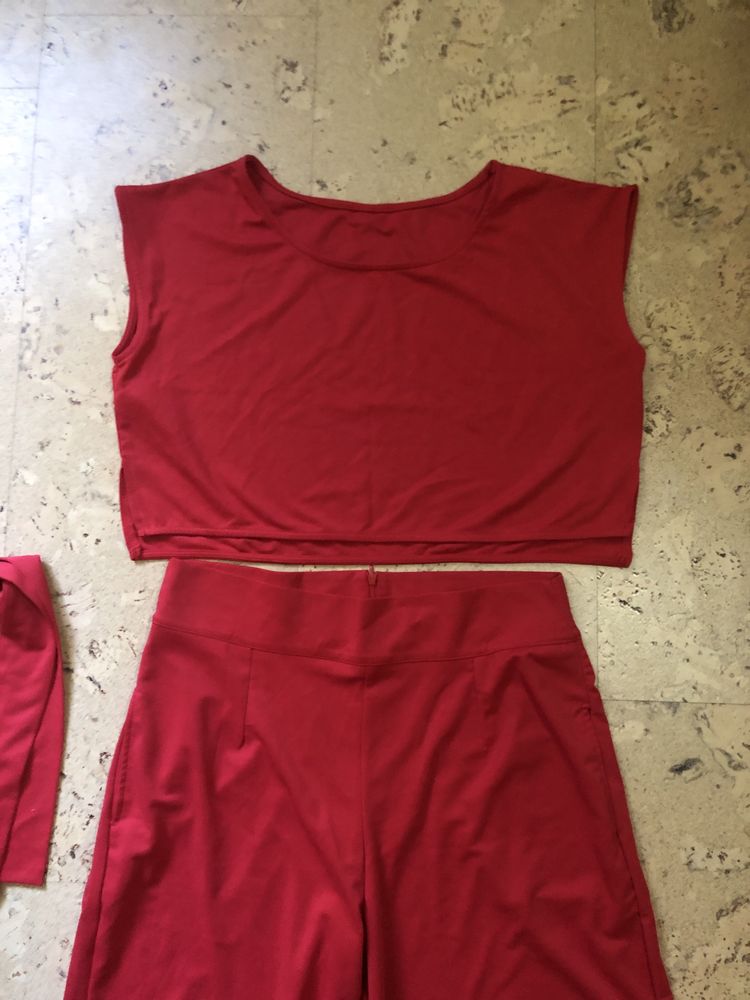 Брючний жіночий костюм брюки з високою талією клеш топ L-XL