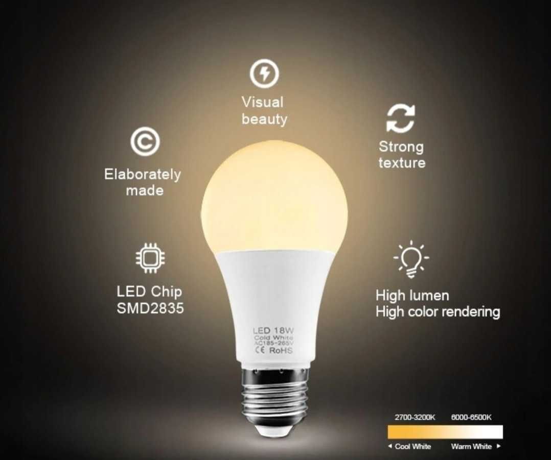 Żarówka LED E27 A65 6W=45W 2835 SMD 714LM CCD