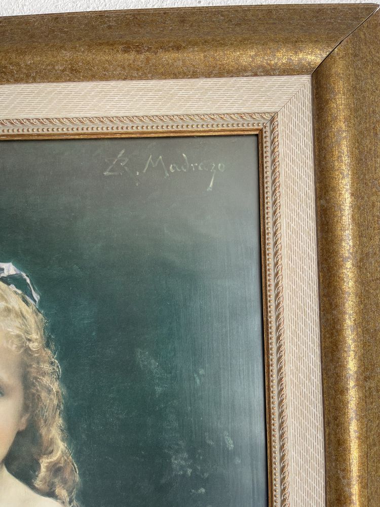 Quadro antigo de menina pintura