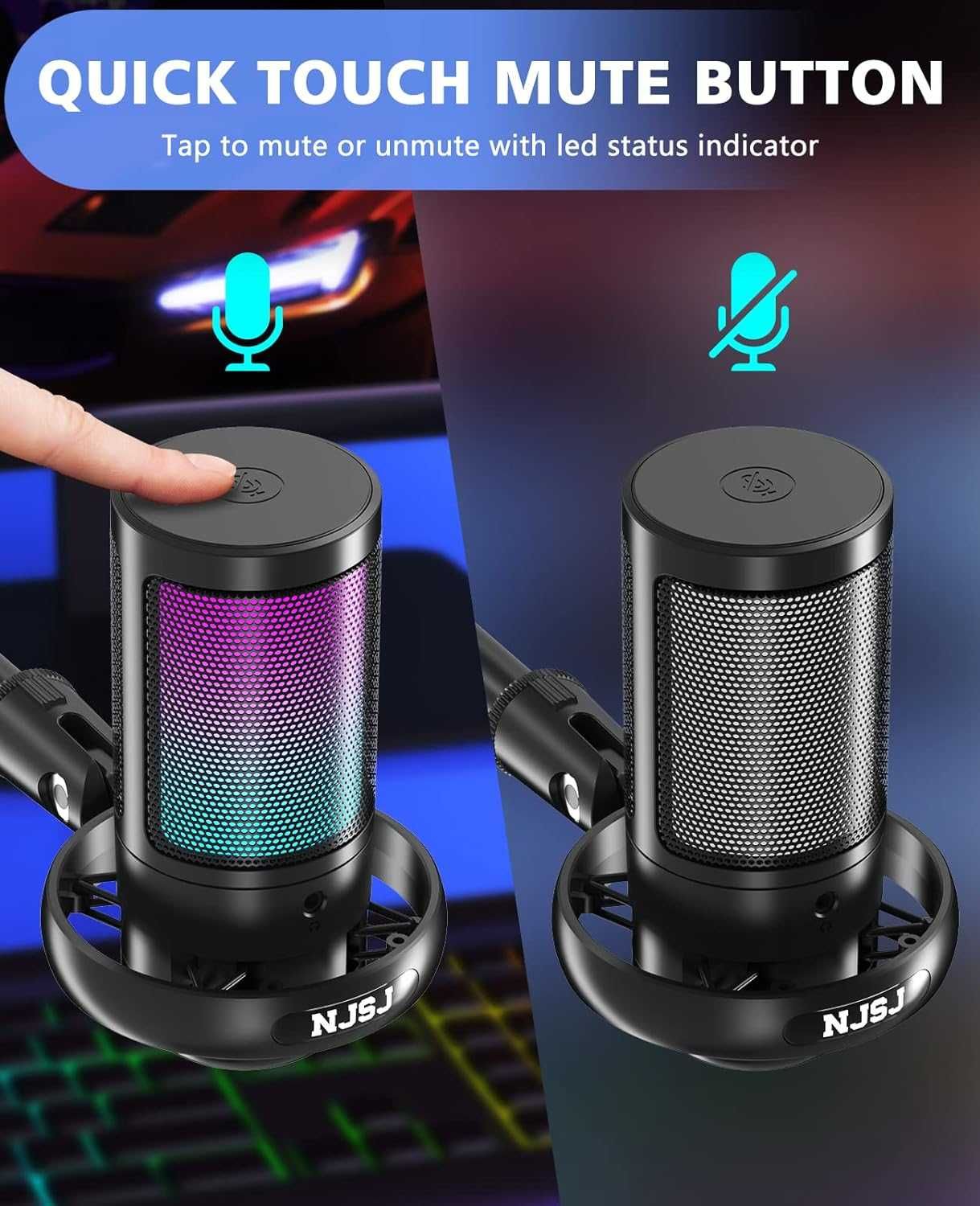 MIKROFON GAMINGOWY NJSJ me6s usb oświetlenie RGB