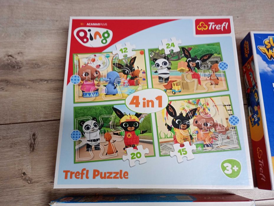 4 zestawy puzzli 3+/4+