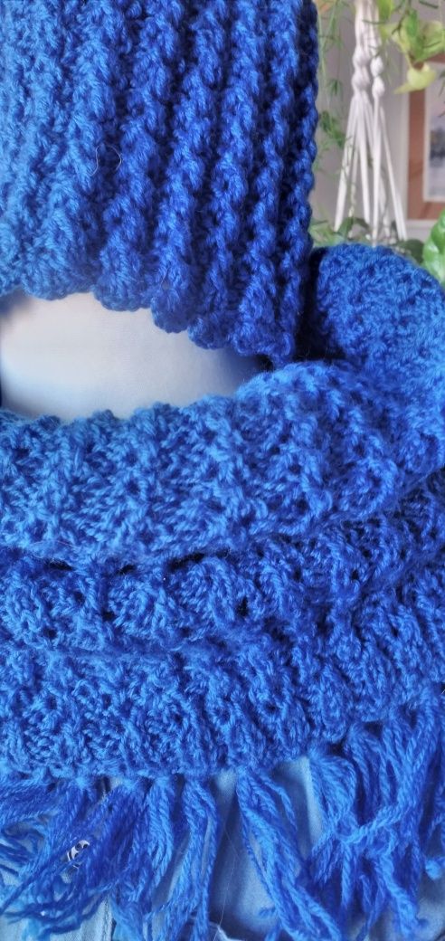 Chabrowy komplet czapka i komin. Handmade