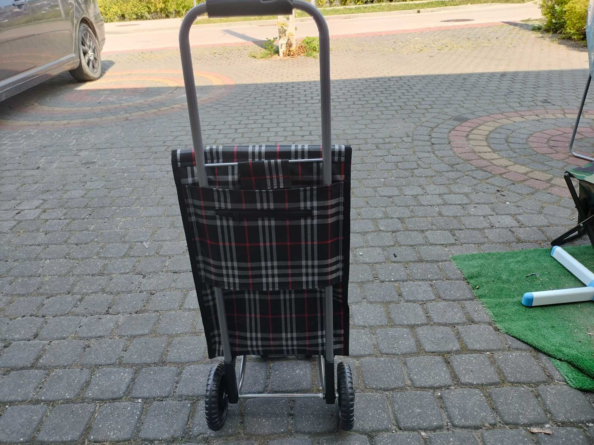Mały wózek zakupowy na zakupy torba na kółkach SOLIDNY SKŁADANY krata