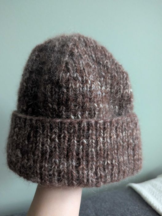 Wełniana czapka dockerka brąz wełna jedwab moher