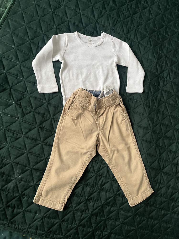 Spodmie body h&m 74 bezowe biale