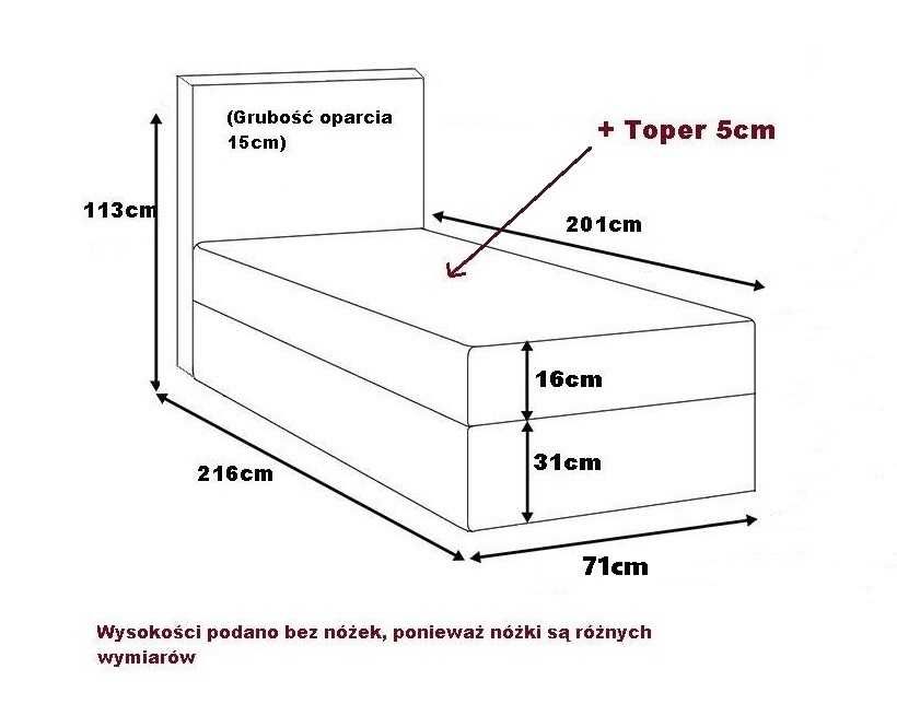 Łóżko LIVIA pojedyncze 70, 80, 90, 100 z pojemnikiem młodzieżowe Silk