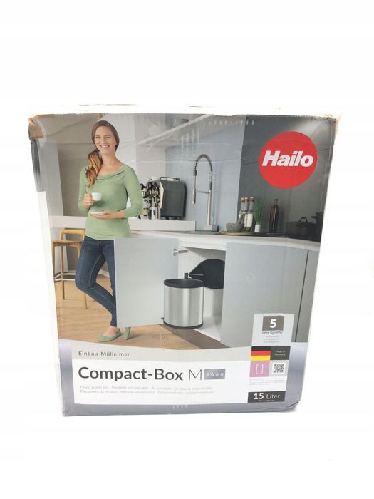 Hailo CompactBox M biały kosz na śmieci do zabudowy 15L do kuchni