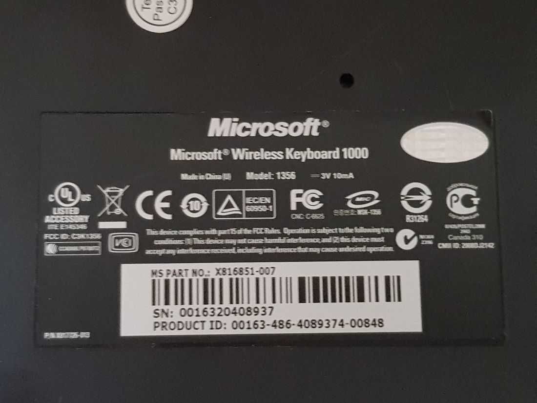 Klawiatura bezprzewodowa MICROSOFT KEYBOARD 1356