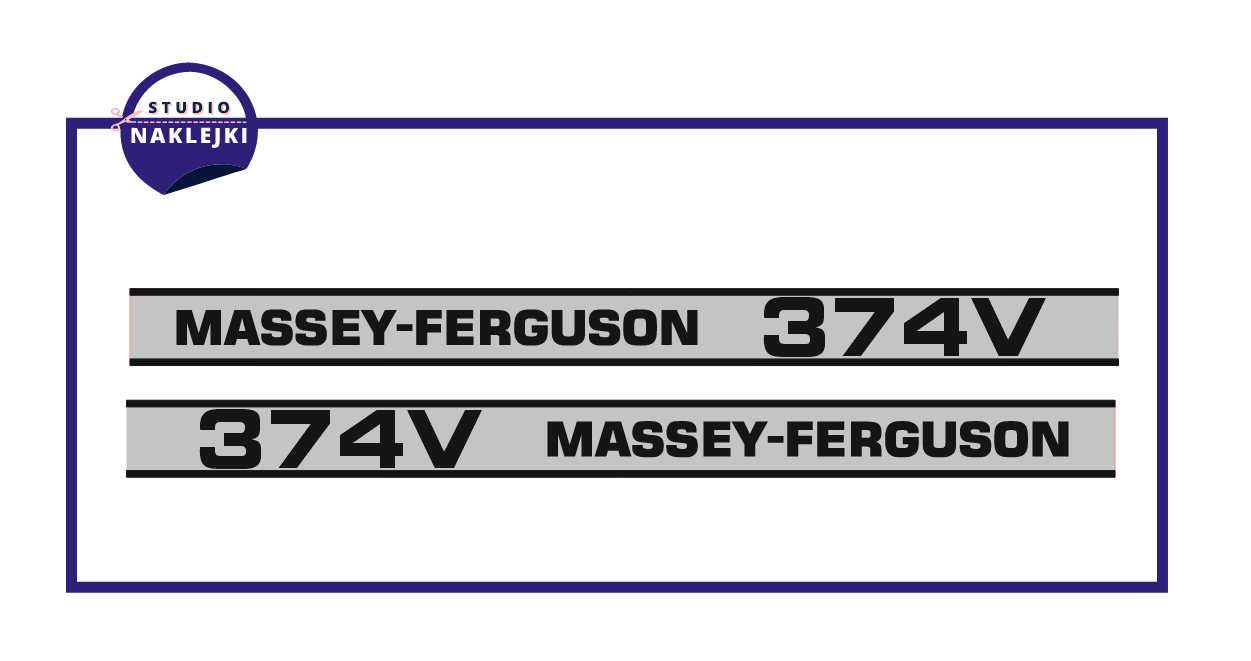 Naklejki Massey Ferguson 374V Ciągnik Traktor nalepki Komplet