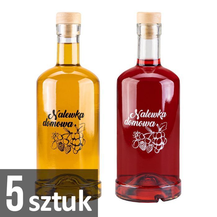 5x Butelka TADEK 500 ml - nadruk NALEWKA DOMOWA NA NALEWKI z korkiem