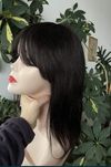 Peruka wlosy naturalne kolor ciemny braz z grzywka