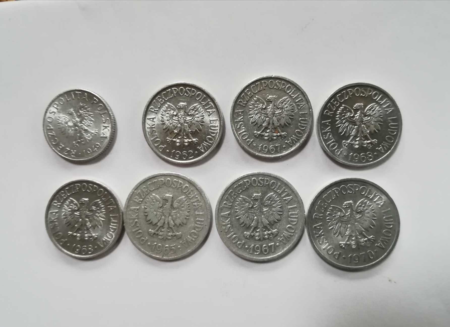 Monety w zestawie 8 szt. 1gr 1949  (ok. menniczy), 4x5gr, 3x10gr. 55zł